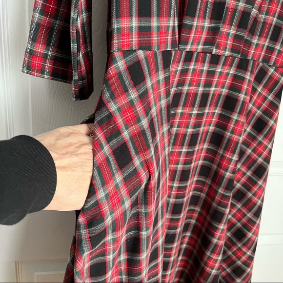 60S RETRO PLAID FIT AND FLARE DRESS - Picture 5 of 15